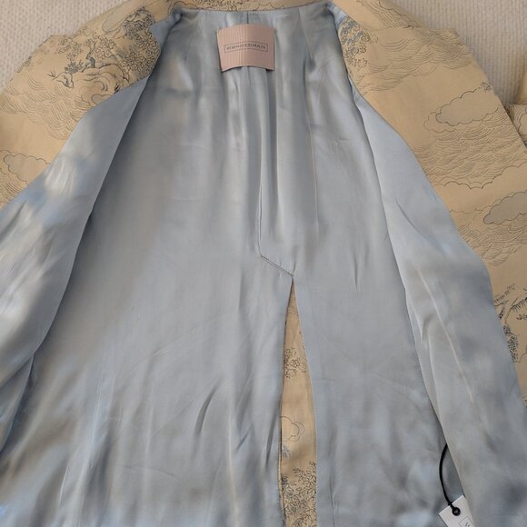 Cream and Blue Silk and Linen Toile Jacket by Wear in Good Health - Picture 6 of 10